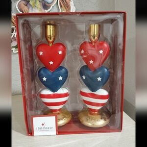 Patriotic Heart Ornaments - Red, Blue, and Gold